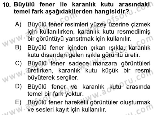 Görsel Kültür Dersi 2022 - 2023 Yılı Yaz Okulu Sınav Soruları 10. Soru