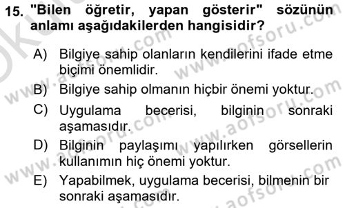 Görsel Kültür Dersi 2022 - 2023 Yılı Yaz Okulu Sınav Soruları 15. Soru