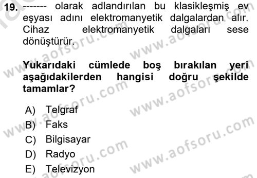Görsel Kültür Dersi 2022 - 2023 Yılı Yaz Okulu Sınav Soruları 19. Soru