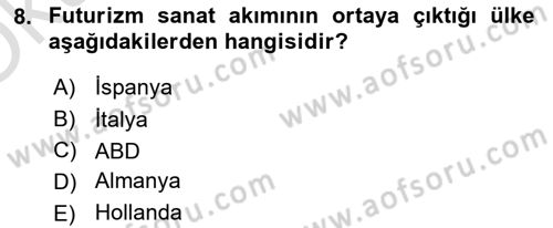 Görsel Kültür Dersi 2022 - 2023 Yılı Yaz Okulu Sınav Soruları 8. Soru