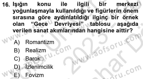 Görsel Kültür Dersi 2023 - 2024 Yılı (Vize) Ara Sınav Soruları 16. Soru