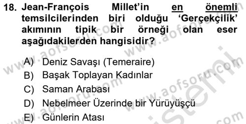 Görsel Kültür Dersi 2023 - 2024 Yılı (Vize) Ara Sınav Soruları 18. Soru