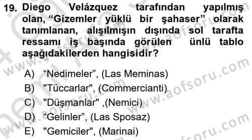 Görsel Kültür Dersi 2023 - 2024 Yılı (Vize) Ara Sınav Soruları 19. Soru