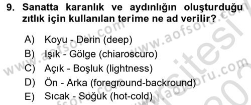 Görsel Kültür Dersi 2023 - 2024 Yılı (Vize) Ara Sınavı 9. Soru