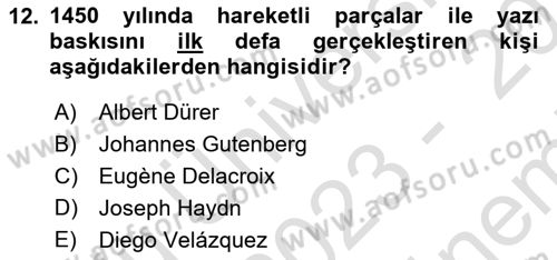 Görsel Kültür Dersi 2023 - 2024 Yılı (Final) Dönem Sonu Sınav Soruları 12. Soru