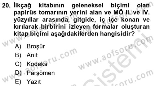 Görsel Kültür Dersi 2023 - 2024 Yılı Yaz Okulu Sınav Soruları 20. Soru