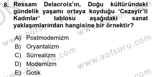 Görsel Kültür Dersi 2023 - 2024 Yılı Yaz Okulu Sınav Soruları 8. Soru