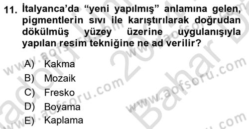 Görsel Kültür Dersi 2024 - 2025 Yılı (Vize) Ara Sınav Soruları 11. Soru