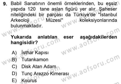Görsel Kültür Dersi 2024 - 2025 Yılı (Vize) Ara Sınav Soruları 9. Soru
