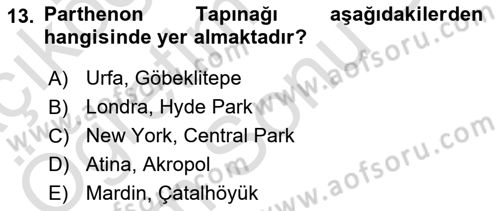 Görsel Kültür Dersi 2024 - 2025 Yılı (Final) Dönem Sonu Sınav Soruları 13. Soru