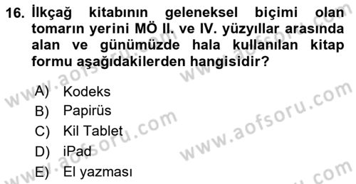 Görsel Kültür Dersi 2024 - 2025 Yılı (Final) Dönem Sonu Sınav Soruları 16. Soru