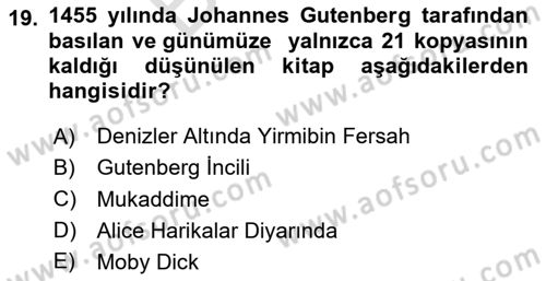 Görsel Kültür Dersi 2024 - 2025 Yılı (Final) Dönem Sonu Sınav Soruları 19. Soru