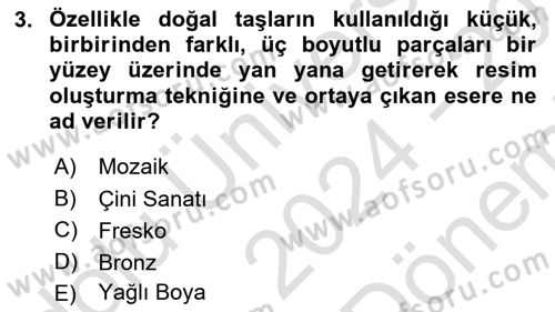 Görsel Kültür Dersi 2024 - 2025 Yılı (Final) Dönem Sonu Sınav Soruları 3. Soru