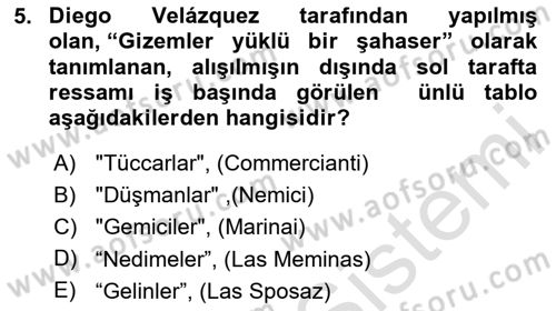 Görsel Kültür Dersi 2024 - 2025 Yılı (Final) Dönem Sonu Sınav Soruları 5. Soru