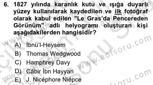 Görsel Kültür Dersi 2024 - 2025 Yılı (Final) Dönem Sonu Sınav Soruları 6. Soru