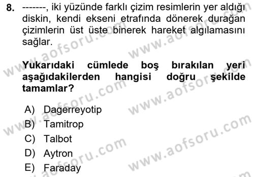 Görsel Kültür Dersi 2024 - 2025 Yılı (Final) Dönem Sonu Sınav Soruları 8. Soru