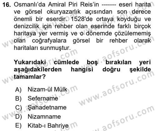 Görsel Kültür Dersi 2024 - 2025 Yılı Yaz Okulu Sınav Soruları 16. Soru
