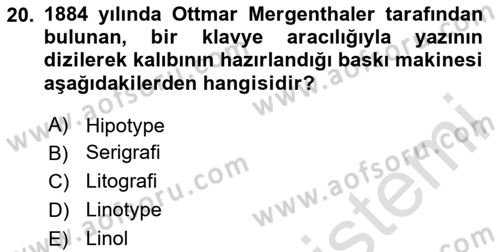 Görsel Kültür Dersi 2024 - 2025 Yılı Yaz Okulu Sınav Soruları 20. Soru