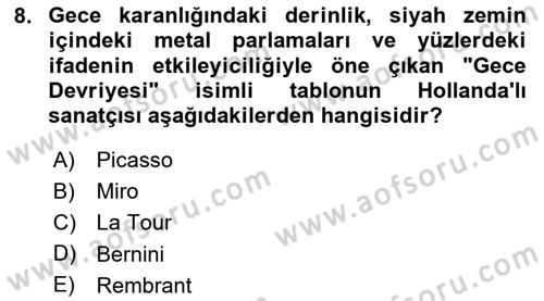 Görsel Kültür Dersi 2024 - 2025 Yılı Yaz Okulu Sınav Soruları 8. Soru