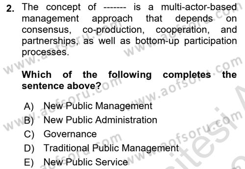 Introduction To Public Administration Dersi 2022 - 2023 Yılı Yaz Okulu Sınav Soruları 2. Soru