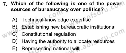 Introduction To Public Administration Dersi 2022 - 2023 Yılı Yaz Okulu Sınav Soruları 7. Soru