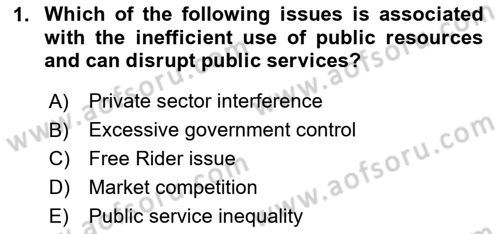 Introduction To Public Administration Dersi 2023 - 2024 Yılı (Vize) Ara Sınav Soruları 1. Soru