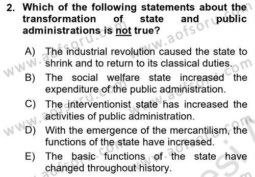 Introduction To Public Administration Dersi 2023 - 2024 Yılı (Vize) Ara Sınav Soruları 2. Soru