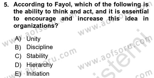 Introduction To Public Administration Dersi 2023 - 2024 Yılı (Vize) Ara Sınav Soruları 5. Soru