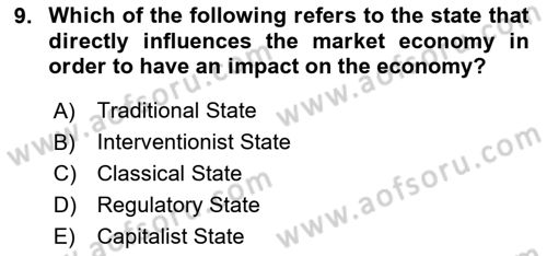 Introduction To Public Administration Dersi 2023 - 2024 Yılı (Vize) Ara Sınav Soruları 9. Soru