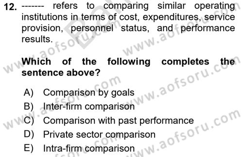Introduction To Public Administration Dersi 2023 - 2024 Yılı (Final) Dönem Sonu Sınav Soruları 12. Soru