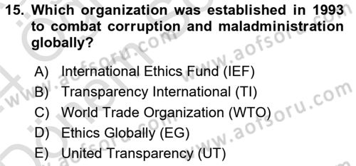 Introduction To Public Administration Dersi 2023 - 2024 Yılı (Final) Dönem Sonu Sınav Soruları 15. Soru