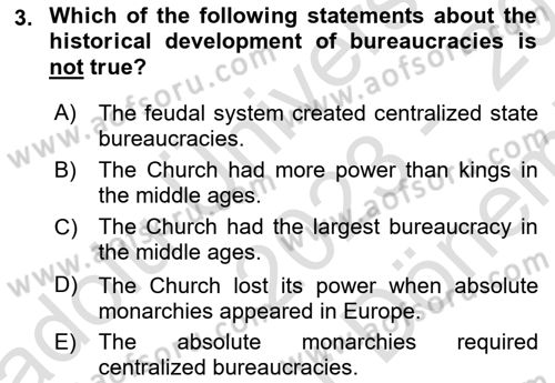 Introduction To Public Administration Dersi 2023 - 2024 Yılı (Final) Dönem Sonu Sınav Soruları 3. Soru