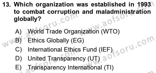 Introduction To Public Administration Dersi 2023 - 2024 Yılı Yaz Okulu Sınav Soruları 13. Soru