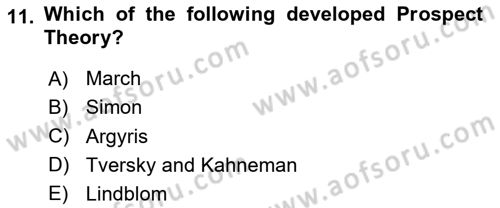 Introduction To Public Administration Dersi 2024 - 2025 Yılı (Vize) Ara Sınav Soruları 11. Soru