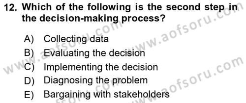 Introduction To Public Administration Dersi 2024 - 2025 Yılı (Vize) Ara Sınav Soruları 12. Soru