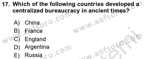 Introduction To Public Administration Dersi 2024 - 2025 Yılı (Vize) Ara Sınav Soruları 17. Soru
