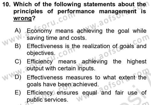 Introduction To Public Administration Dersi 2024 - 2025 Yılı (Final) Dönem Sonu Sınav Soruları 10. Soru