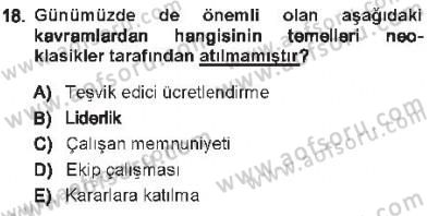 Yönetim Bilimi 1 Dersi 2012 - 2013 Yılı Tek Ders Sınav Soruları 18. Soru