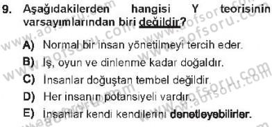Yönetim Bilimi 1 Dersi 2012 - 2013 Yılı Tek Ders Sınav Soruları 9. Soru