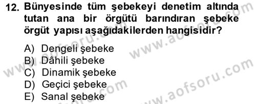 Yönetim Bilimi 1 Dersi 2014 - 2015 Yılı (Vize) Ara Sınavı 12. Soru