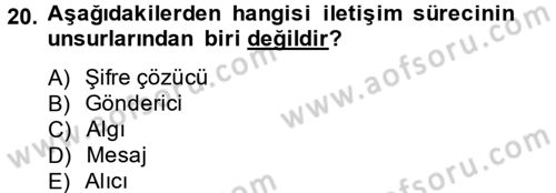 Yönetim Bilimi 1 Dersi Ara Sınavı Deneme Sınav Soruları 20. Soru