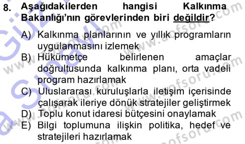 Yönetim Bilimi 1 Dersi Ara Sınavı Deneme Sınav Soruları 8. Soru