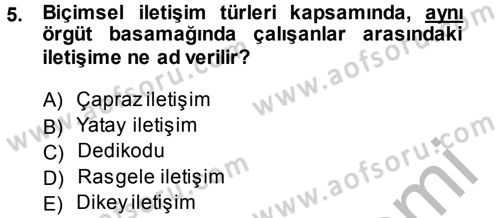 Yönetim Bilimi 1 Dersi 2014 - 2015 Yılı (Final) Dönem Sonu Sınav Soruları 5. Soru