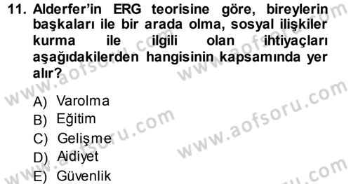Yönetim Bilimi 1 Dersi 2014 - 2015 Yılı Tek Ders Sınav Soruları 11. Soru