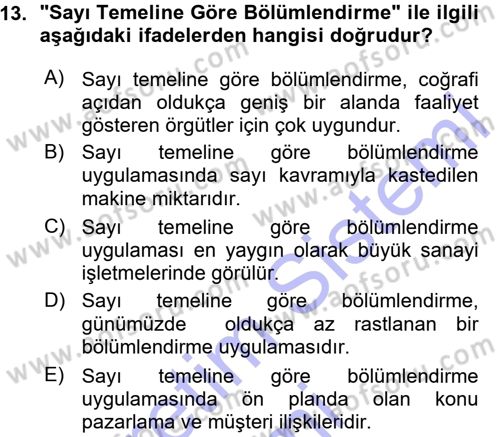 Yönetim Bilimi 1 Dersi Ara Sınavı Deneme Sınav Soruları 13. Soru