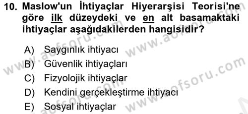 Yönetim Bilimi 1 Dersi 2015 - 2016 Yılı Tek Ders Sınav Soruları 10. Soru
