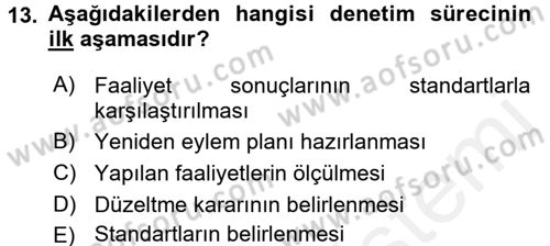 Yönetim Bilimi 1 Dersi 2015 - 2016 Yılı Tek Ders Sınav Soruları 13. Soru