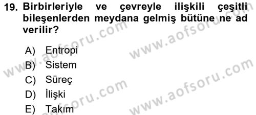 Yönetim Bilimi 1 Dersi 2015 - 2016 Yılı Tek Ders Sınav Soruları 19. Soru