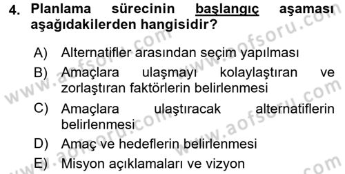 Yönetim Bilimi 1 Dersi 2015 - 2016 Yılı Tek Ders Sınav Soruları 4. Soru