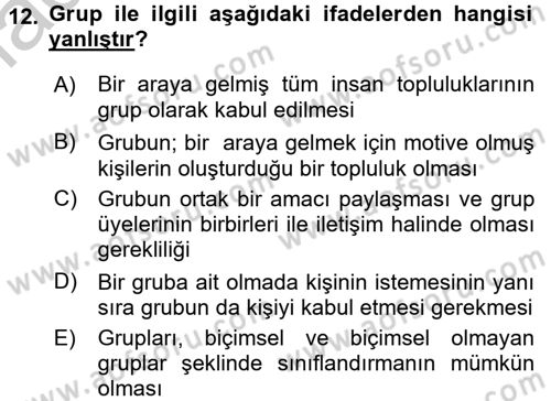 Yönetim Bilimi 1 Dersi 2016 - 2017 Yılı 3 Ders Sınav Soruları 12. Soru